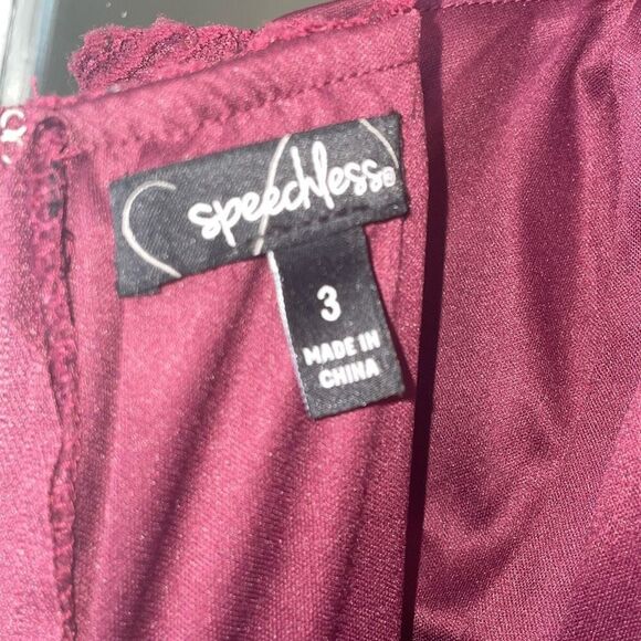 Preowned speechless burgundy lace halter top maxi gown dress junior teen size 3 - Picture 13 of 14